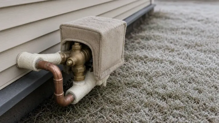 Insulated cover over an exterior backflow preventer during a frost