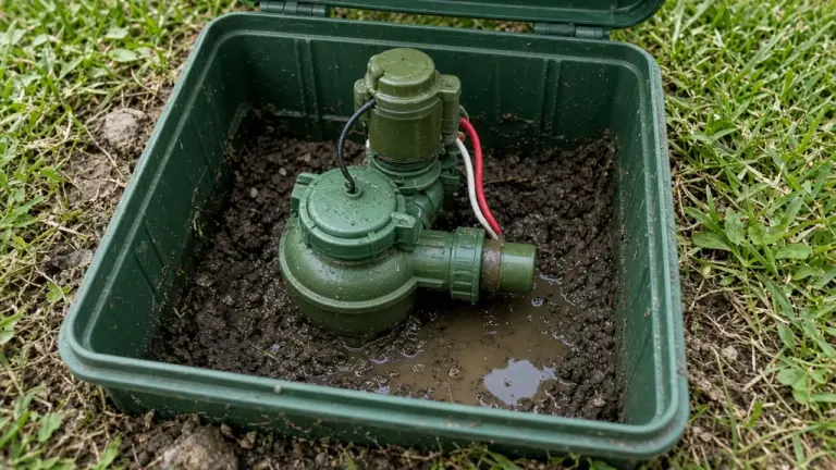 Irrigation valve with solenoid in an open valve box with standing water